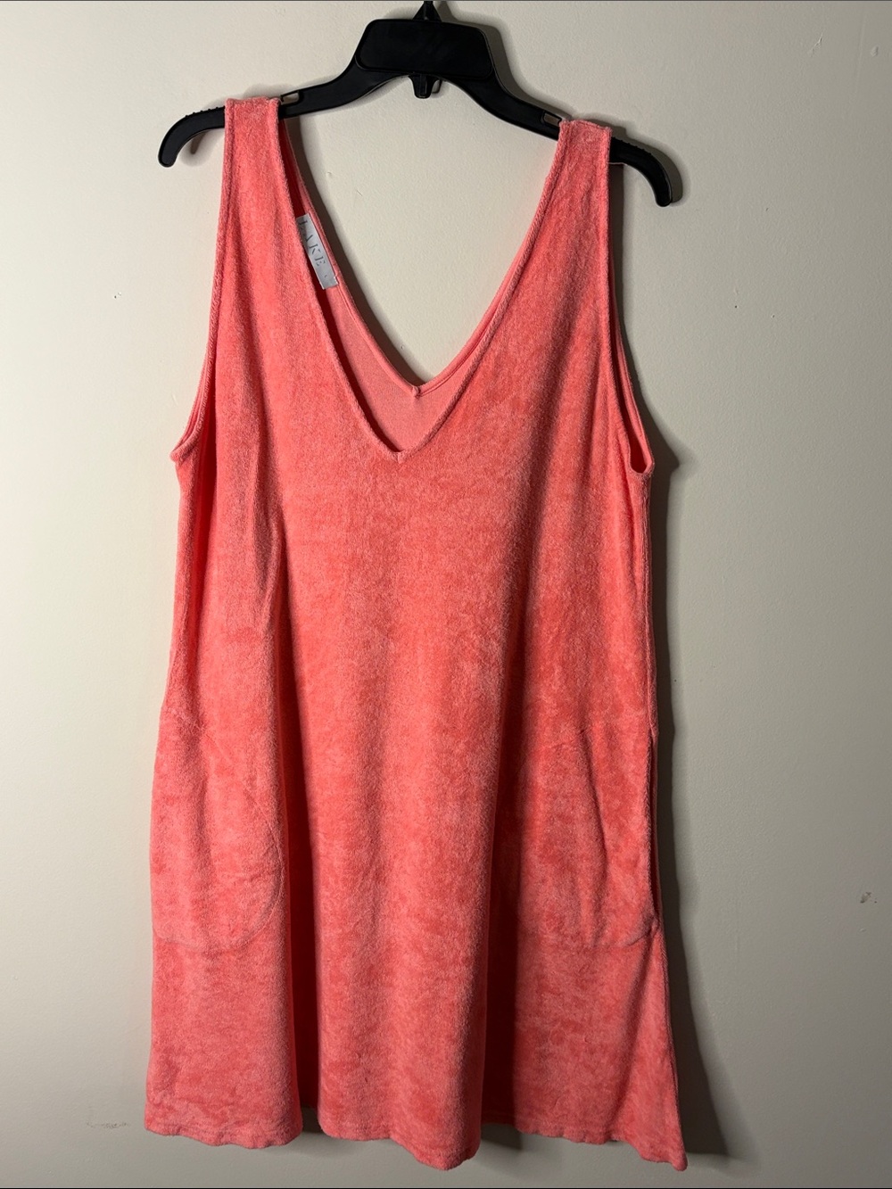 LAKE Sleeveless V-Neck Coral Terry Tank Top
